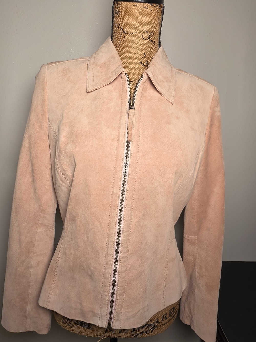 Liz Claiborne Peach Suede Zip-Front Jacket